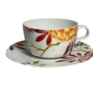 Spode Lucia Fine Bone China Tea Cup Saucer Set Multicolor Floral Pattern